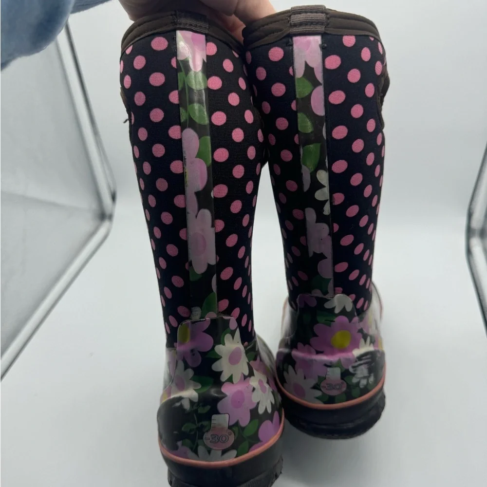 Bogs Girls Classic‎ Flowers Dots Pink Insulated Snow Winter Boots Size 3